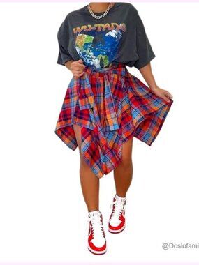 Polyester Elastane High Waist Asymmetrical Knot Mini Skirt Y2K Style